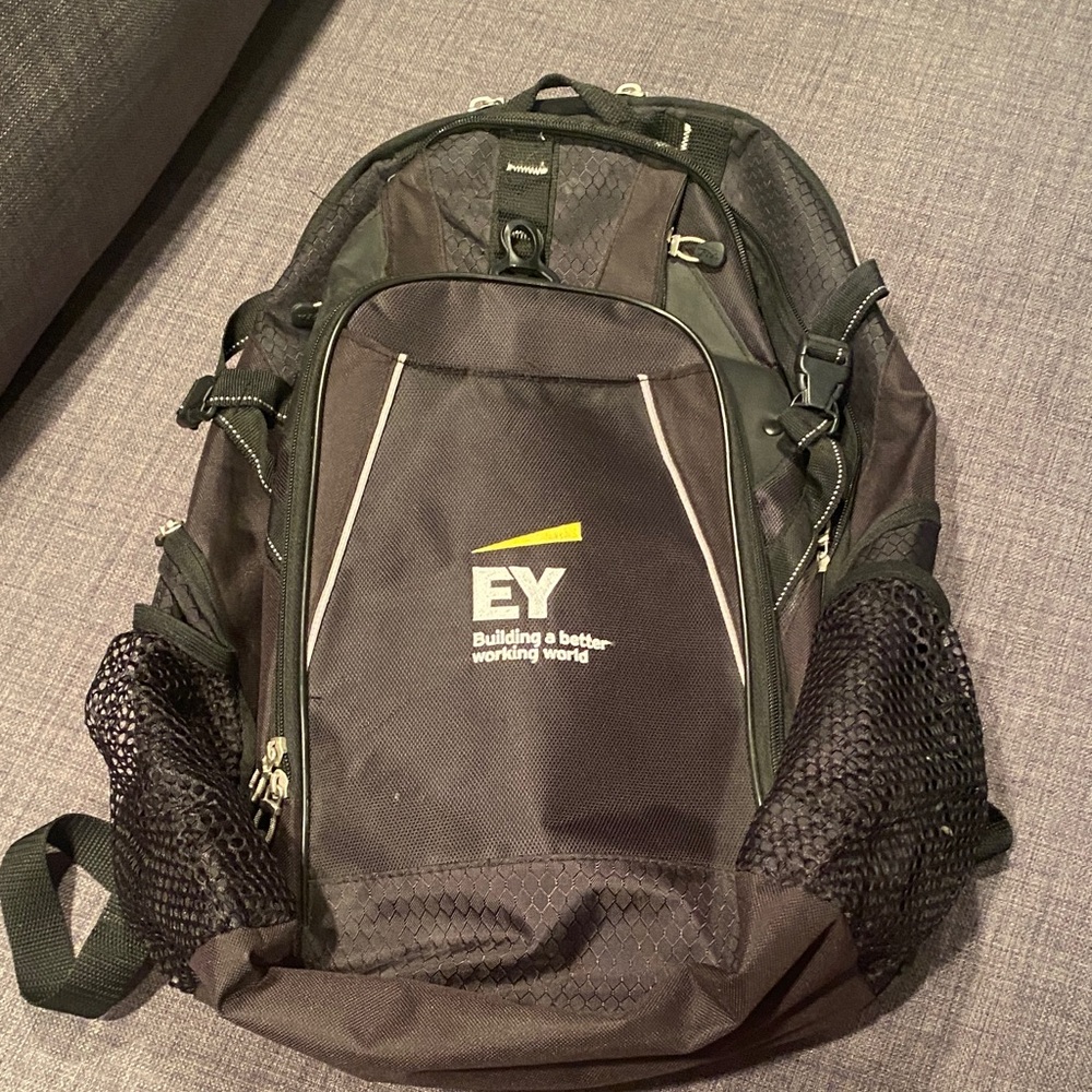 Black Backpack with EY logo